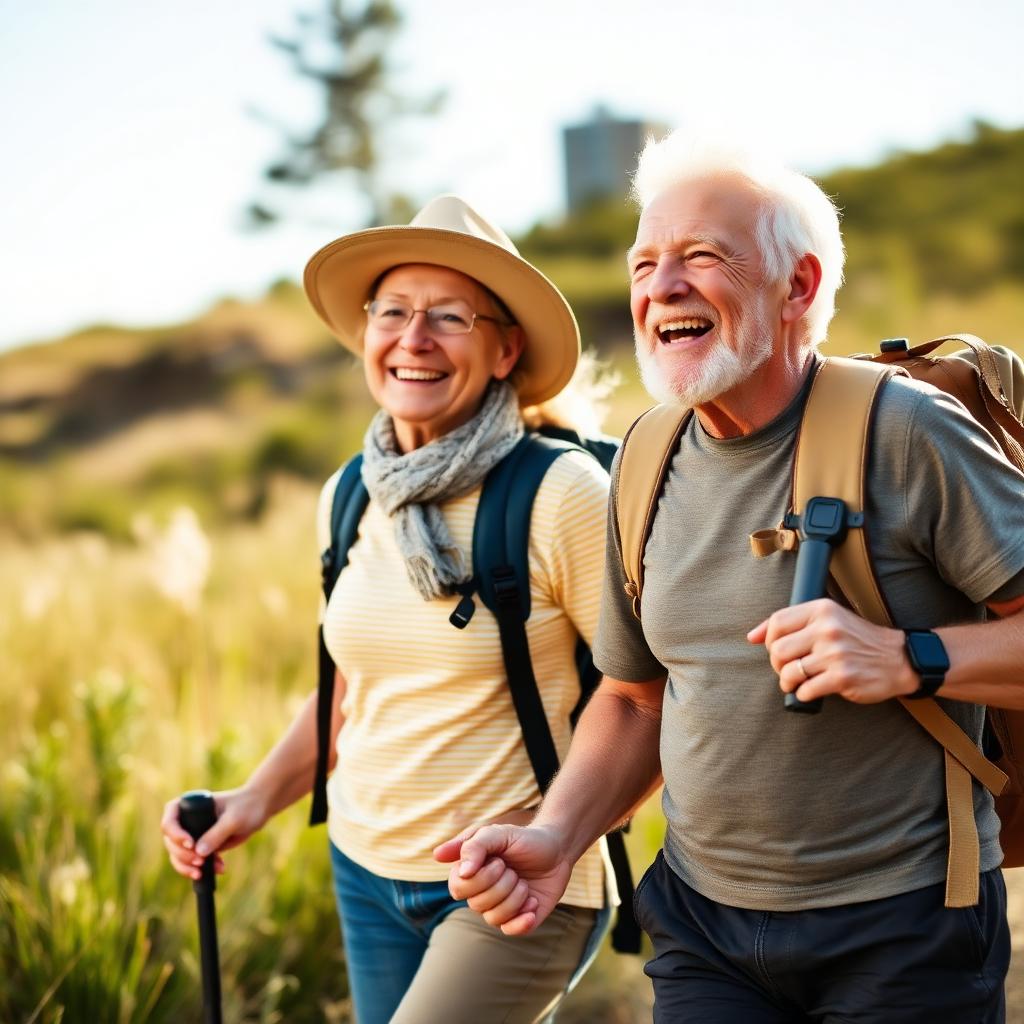 Active senior couple hiking after using JointReliveX