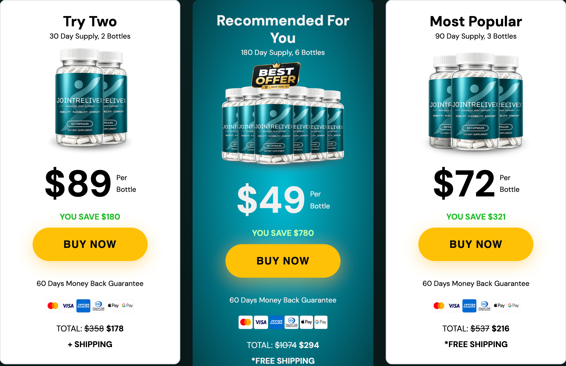 JointReliveX pricing options for US UK CA NZ AU